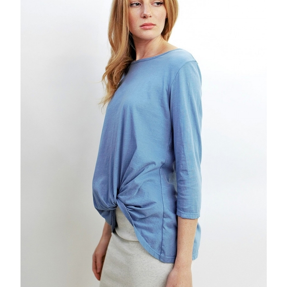 NWOT Gibson Look Blue Knotted Blouse Small - Picture 2 of 4